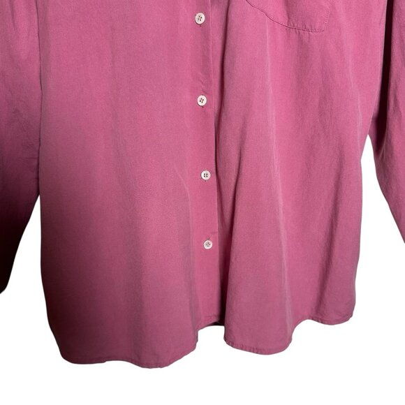 J Jill Shirt Womens Large 100% Silk Pink Lightweight Casual Button Up Sleeves - Picture 4 of 10